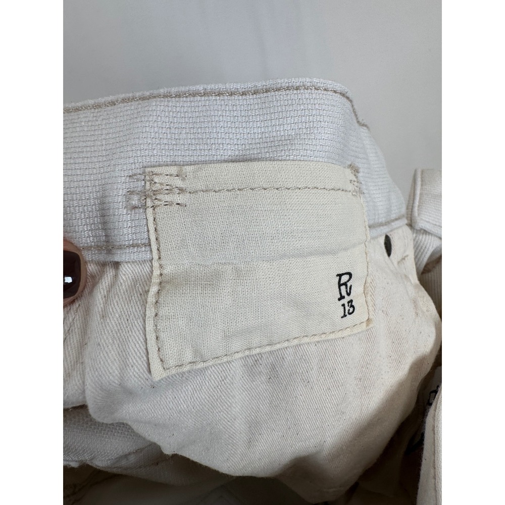 R13 Boyfriend Jean Ecru Bedford Cord Cream 25 Japanese Fabric Minimalist Luxury - Picture 14 of 16